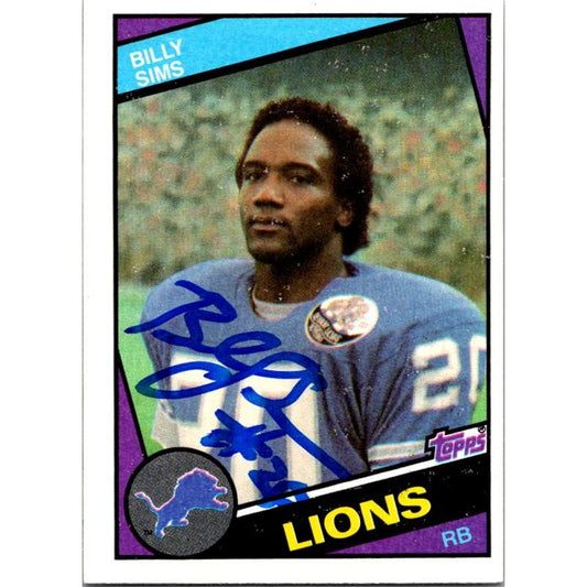 Billy Sims Signed 1984 Topps Card #260 Detroit Lions 1980 ROY - NFL Auto